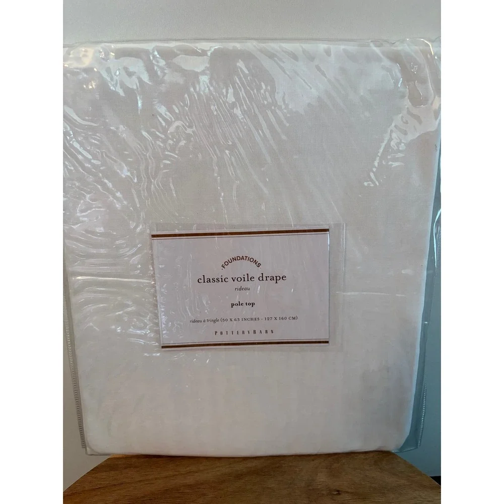 Pottery Barn Foundations Classic Voile Drape Pole Top 50 x 63 Alabaster NEW
